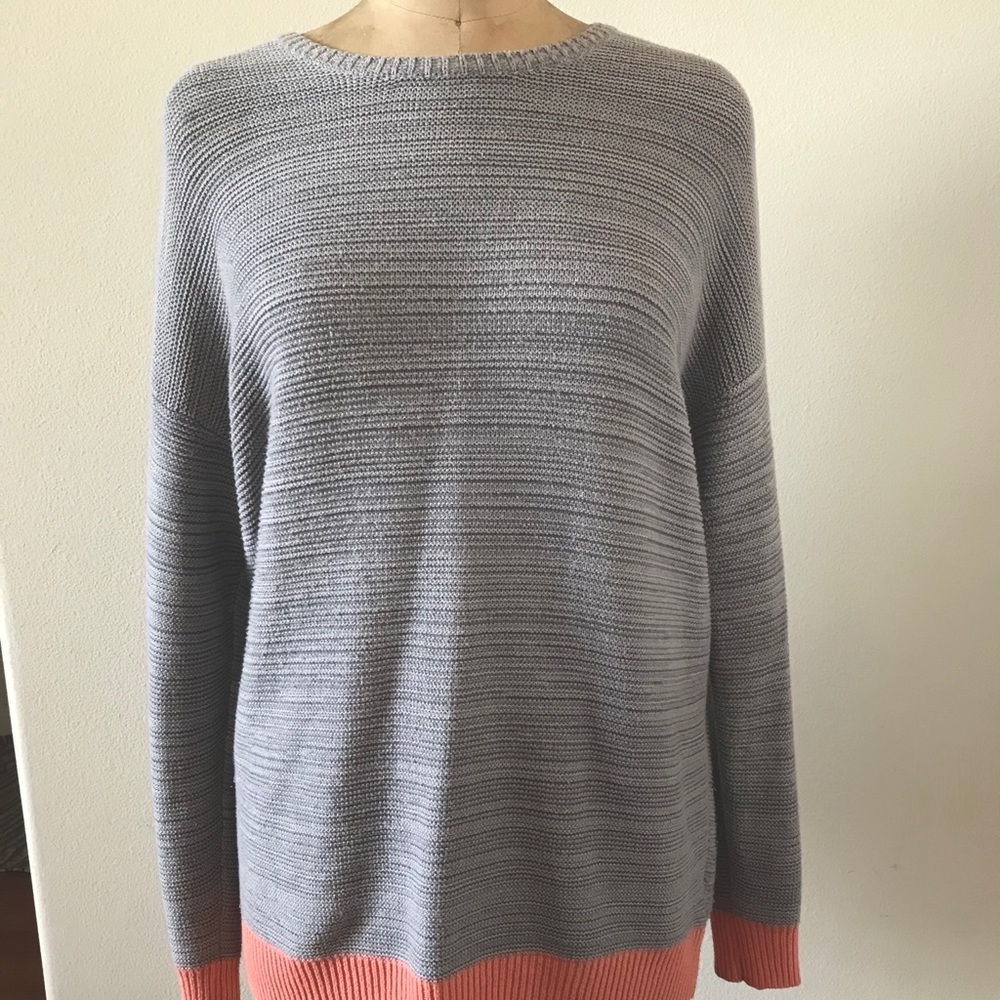 UO BDG neon accent crew neck sweater grey size SP